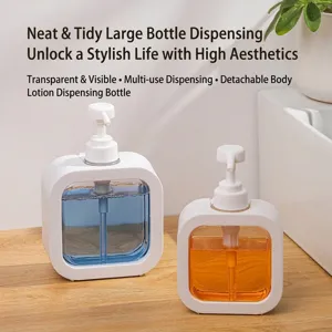 Flacon Distributeur Rechargeable Minimaliste Japonais en Plastique PET Flacon à Pompe pour Shampooing Savon Lotion Accessoires Salle de Bain