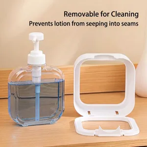 Grand distributeur de savon rechargeable transparent avec pompe et cadre amovible