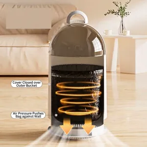 Pattumiera ad aspirazione automatica con coperchio a cupola e maniglia portatile
