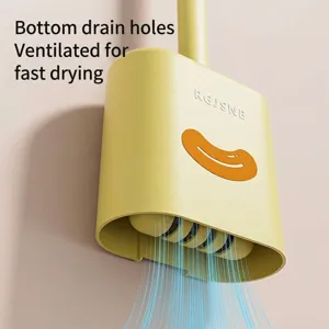Brosse de toilette jaune murale multifonction avec trous de drainage pour séchage rapide