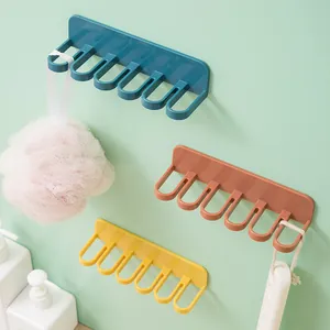 Ganci a muro adesivi multifunzionali a 6 fori per l'organizzazione di bagno e cucina