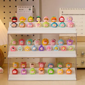 Transparent PS Blind Box Display Case Stackable Dustproof Desktop Figure Storage Box With 2-Tier Ladder Ladder Organizer