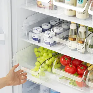Organizador de Refrigerador Transparente Caja de Almacenamiento de Cajón de PET de Grado Alimenticio para Cocina Fruta Verdura Huevo
