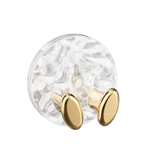 Luxury water ripple acrylic wall hook with gold metal pins for adhesive plug storage