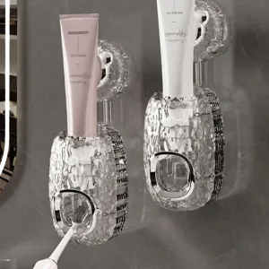 Distributore automatico di dentifricio a parete con ventosa e design a onde d'acqua
