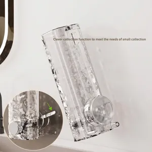 Wall-mounted suction cup soap dispenser with transparent water ripple texture