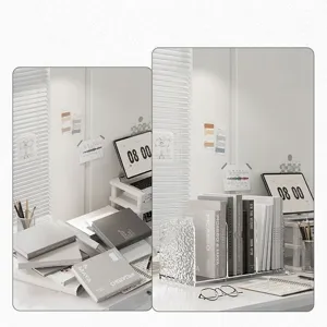 Clear acrylic desktop bookend and file organizer for neat office and study desk storage