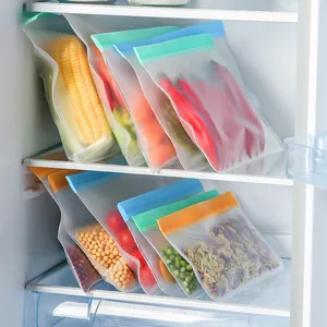 Reusable thickened EVA food storage bags with colorful zip locks for fridge storage