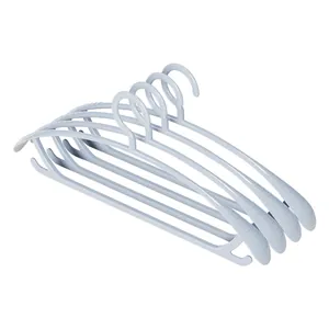 Set of 4 light blue wide-shoulder non-slip clothes hangers with non-marking design.