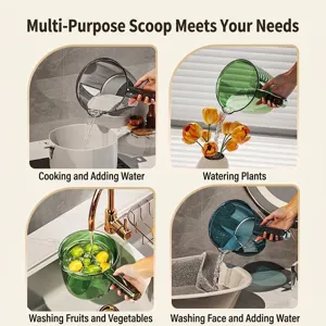 Cazo de agua transparente multifuncional con mango largo para cocina y jardín hogar