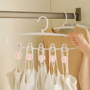 Platzsparender rutschfester Kleiderbügel mit 5 Löchern für Unterhemden und Tops, Weiß