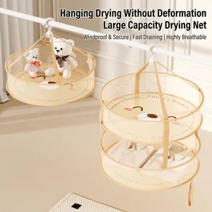Foldable Hanging Drying Net Basket For Sweaters Underwear Socks Windproof Breathable Mesh Laundry Drying Rack Home Storage Organizer