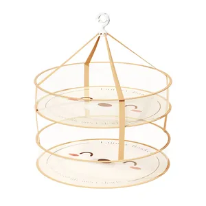2-tier hanging laundry drying rack mesh basket for delicate clothes