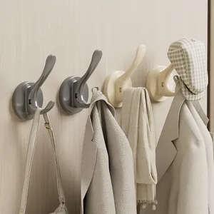 Modern Vacuum Suction Cup Hook For Wall Door Hanging Clothes Bag Hat Towel Punch-Free ABS Double Hook Storage Hanger