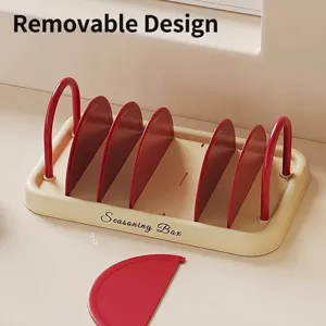 Versatile kitchen seasoning storage and dish drying rack with detachable red dividers