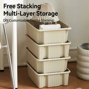 Stapelbare beige Haushalts-Aufbewahrungsboxen zum Organisieren von Kleinigkeiten
