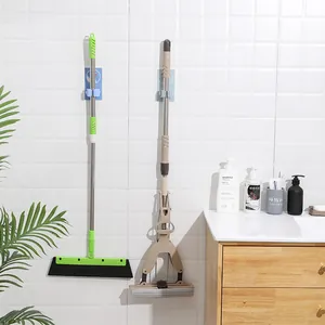 Wall-mounted cartoon mop holder hook for bathroom storage and organization, no-drill design