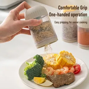 Press-type salt dispenser for kitchen seasoning, moisture-proof spice shaker bottle