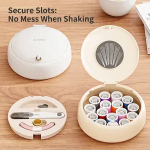 Caja organizadora de kit de costura magnético portátil con hilos de colores y herramientas útiles