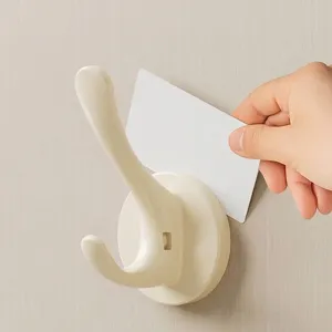 Cream white multipurpose wall mounted suction cup hook for clothes and towels no drilling