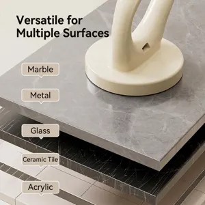 Cream suction cup hook for multiple surfaces like marble, metal, glass and tiles.