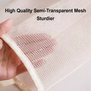 Durable semi-transparent white mesh storage bag for socks and underwear organization