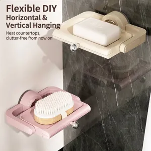 Rotating suction cup soap dish holder for wall-mounted bathroom drainage
