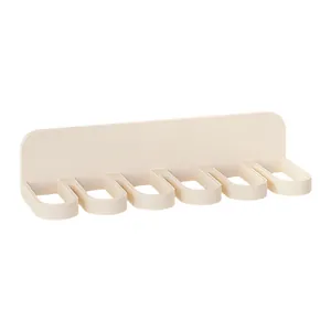 Minimalist six-hole wall-mounted organizer rack for bathroom towels and kitchen tools