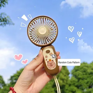 Portable handheld USB rechargeable mini fan with cute capybara pattern for outdoor summer