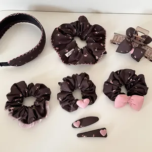 Ρετρό Maillard Ανθικά Λαστιχάκια Μαλλιών Scrunchies Δαντέλα Φιόγκος Κλαμερ Καρδιά Τσιμπιδάκια Στέκα Γλυκά Αξεσουάρ Μαλλιών Για Γυναίκες Κορίτσια