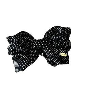 Elegant Korean style black and white polka dot bow banana clip for fashion hairstyles