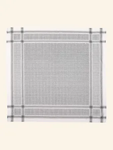 Traditional white and black jacquard plaid keffiyeh scarf with decorative borders