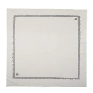 Grey cotton bandana with black ethnic printed border for men and women