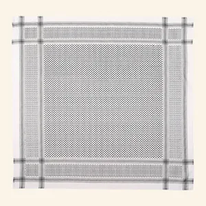 Traditional black and white jacquard checkered Keffiyeh scarf with classic ethnic patterns