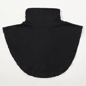 Detail of black elastic mock neck fake collar for women, thermal knitted neck warmer accessory