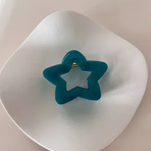 Vista detallada de una pinza para el pelo con forma de estrella en plato blanco