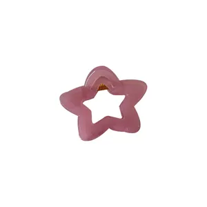 Elegante pinza para el pelo con forma de estrella rosa translúcida para coleta y semirecogido