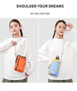 Outdoor portable water bottle and phone bag with colorful braided shoulder strap