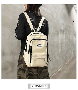 Stylish cream synthetic leather backpack perfect for school and casual daily travel