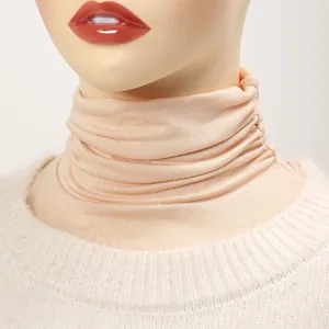 Close-up of beige elastic turtleneck dickey collar for women