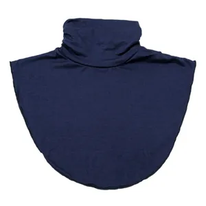 Navy blue knit mock turtleneck fake collar dickey for winter layering and neck warmth.