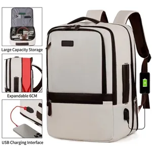 Zakelijke Laptop Rugzak Heren Dames Uitbreidbaar USB Oplaadpoort Waterafstotend Oxford Doek Reizen Schooltas