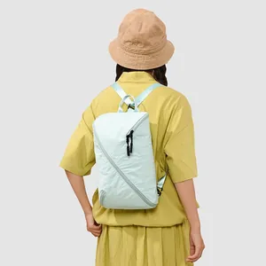 Sac à Dos Minimaliste en Nylon Unisexe Grande Capacité Léger Sac de Navettage Yoga Fitness Hydrofuge Couleur Unie Sac à Dos Décontracté