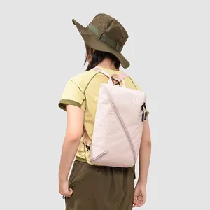 Sac à dos minimaliste en nylon rose pour le trajet et l'extérieur, unisexe
