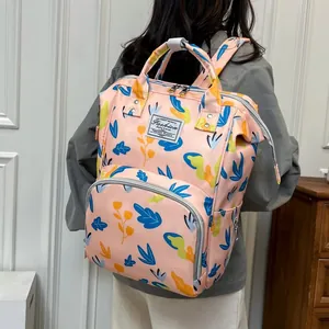 Borsa Fasciatoio Multifunzionale Donna Grande Capacità Zaino Impermeabile Stampa Floreale per Viaggio Quotidiano Borsa a Mano Spalla