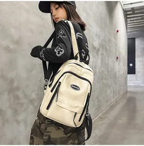 Stylish cream white minimalist backpack perfect for school travel and outdoor casual use