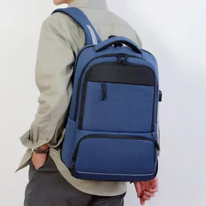 Zaino professionale blu con porta USB per laptop, pendolarismo e per viaggi