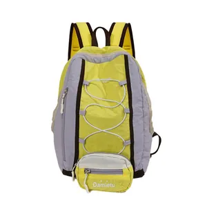 Mochila de senderismo ligera amarilla y gris con bolsa extraíble para exteriores