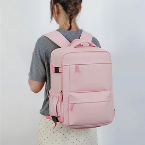Zaino per laptop da viaggio rosa ad alta capacità con scomparti multipli per affari
