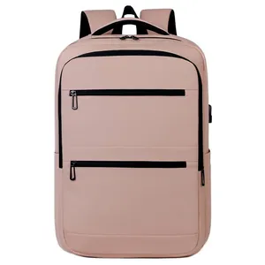 Mochila de negocios rosa minimalista con puerto de carga USB para la computadora